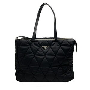 Prada Tessuto Bomber Tote Bag Quilted Nylon Black
